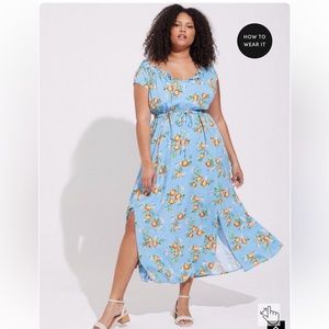 043 TORRID Maxi Textured Woven Double Slit Dress 1X NWT $89.50